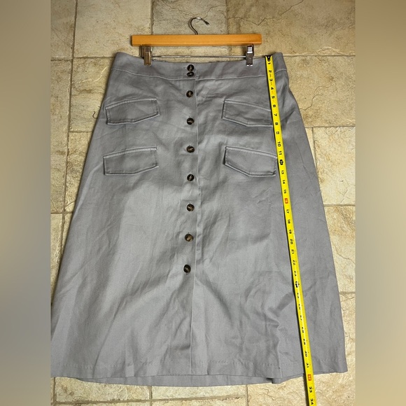 NWT Mare Mare Anthropologie Skirt Plus 1X Gray Cotton Button Front Utility Midi - Picture 11 of 12